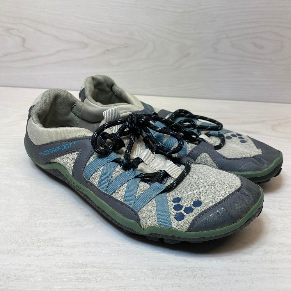 Vivobarefoot Womens 9 EU 40 Trail Running Shoes Minimalist Grey Blue Mesh Hiking